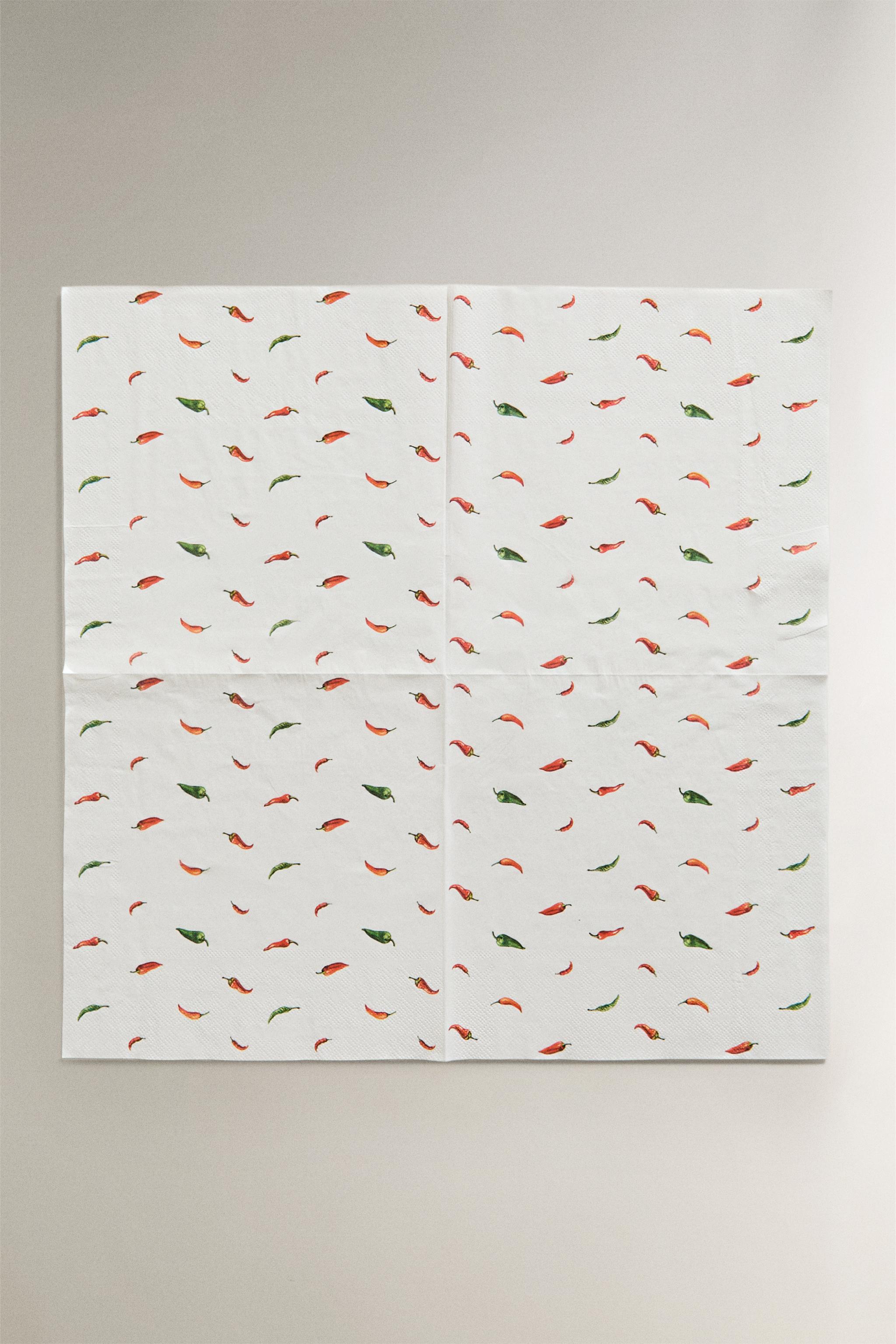 LOT DE 20 SERVIETTES EN PAPIER MOTIF PIMENT